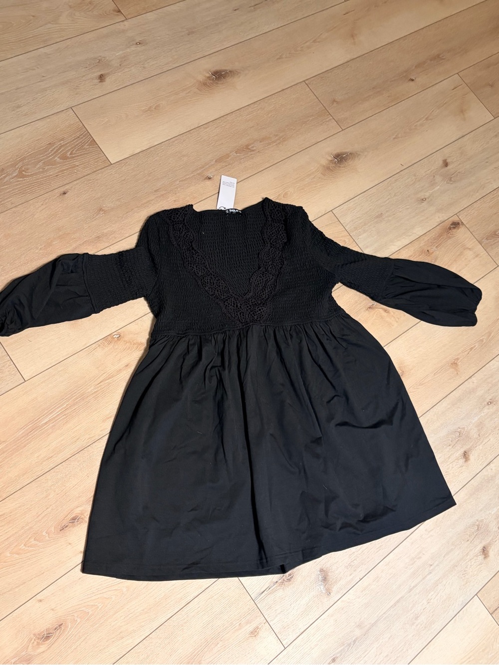 Women's Black Crochet Bodice Casual Dress